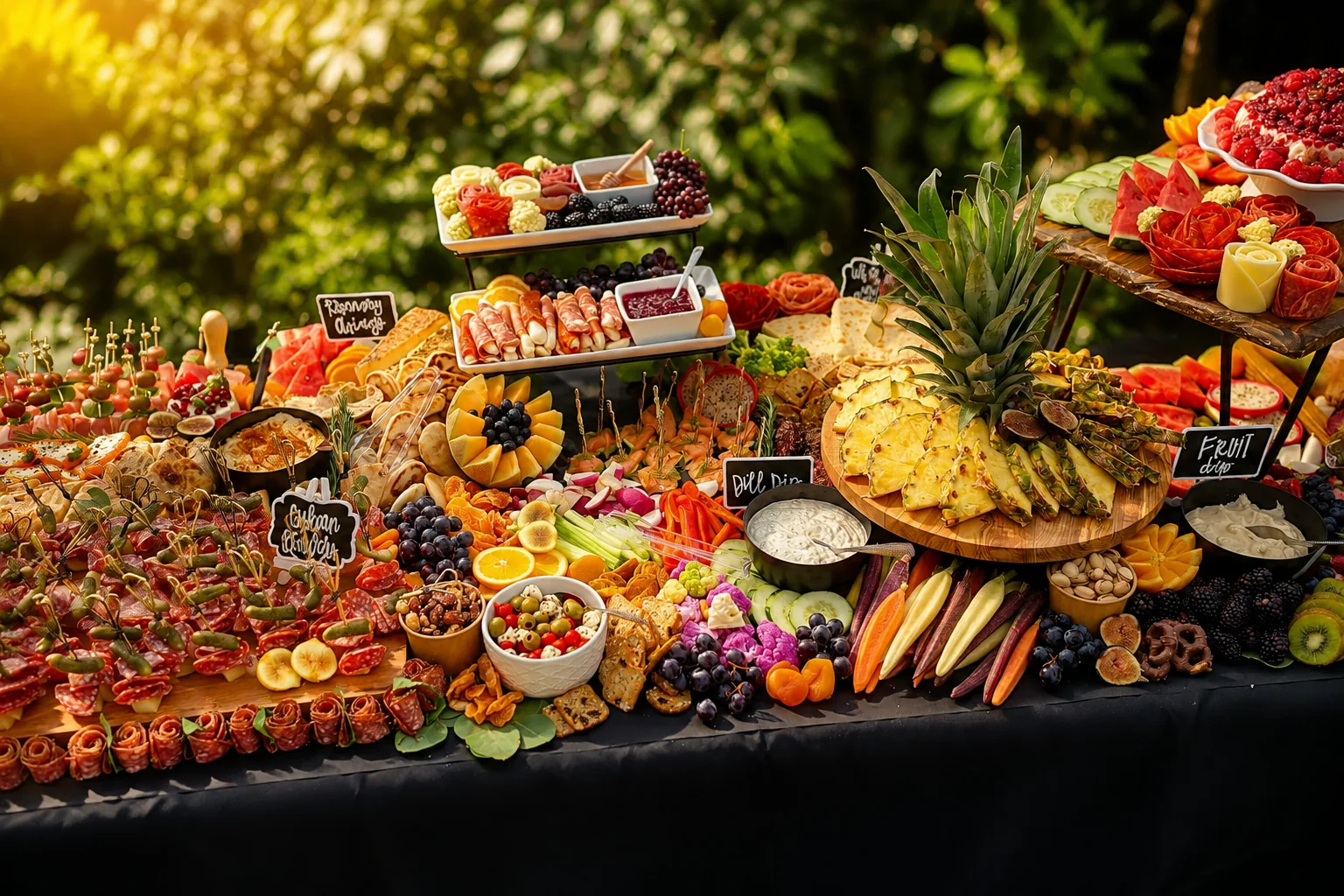 Outdoor grazing display for a full-house event.