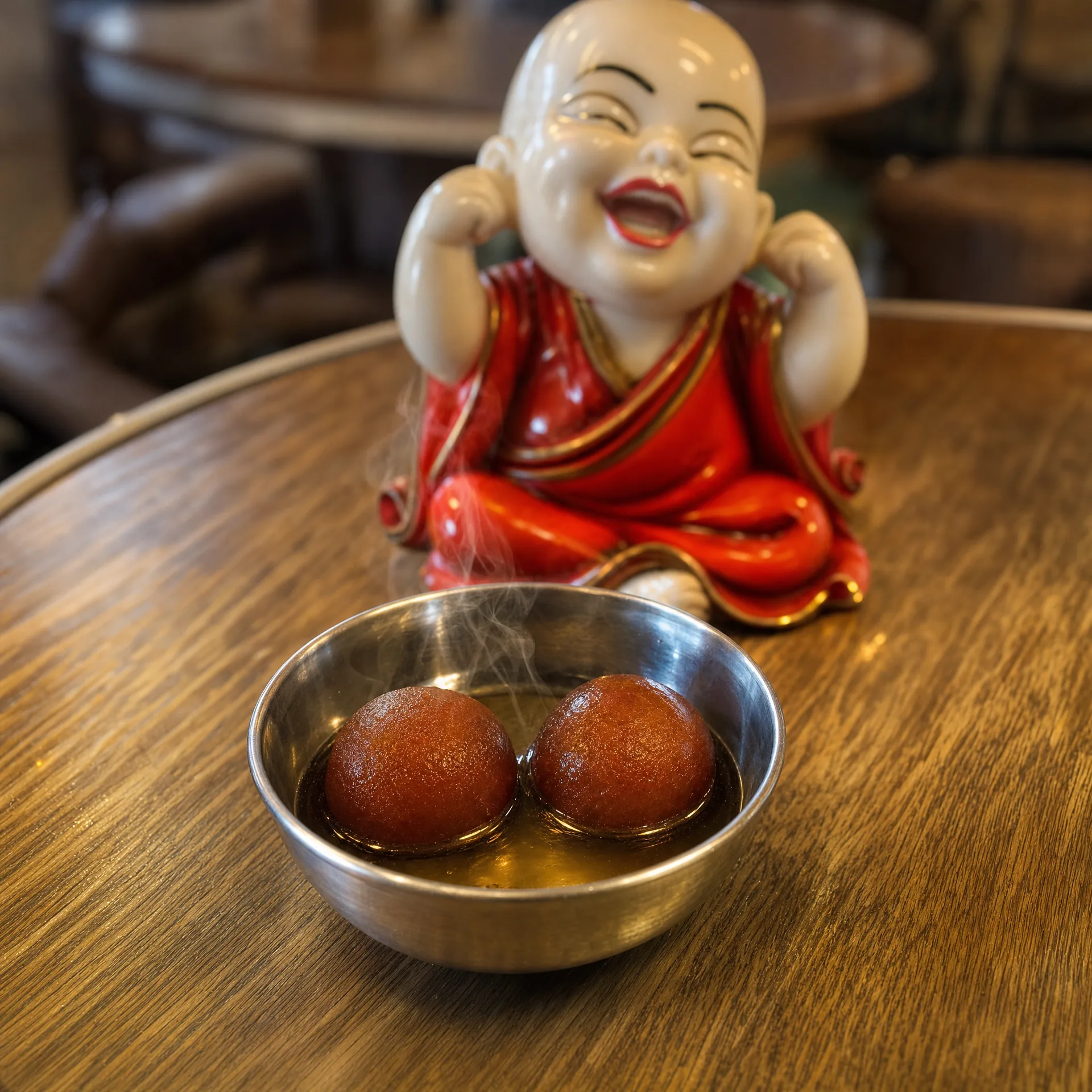 Gulab Jamun and Buddha Mascot