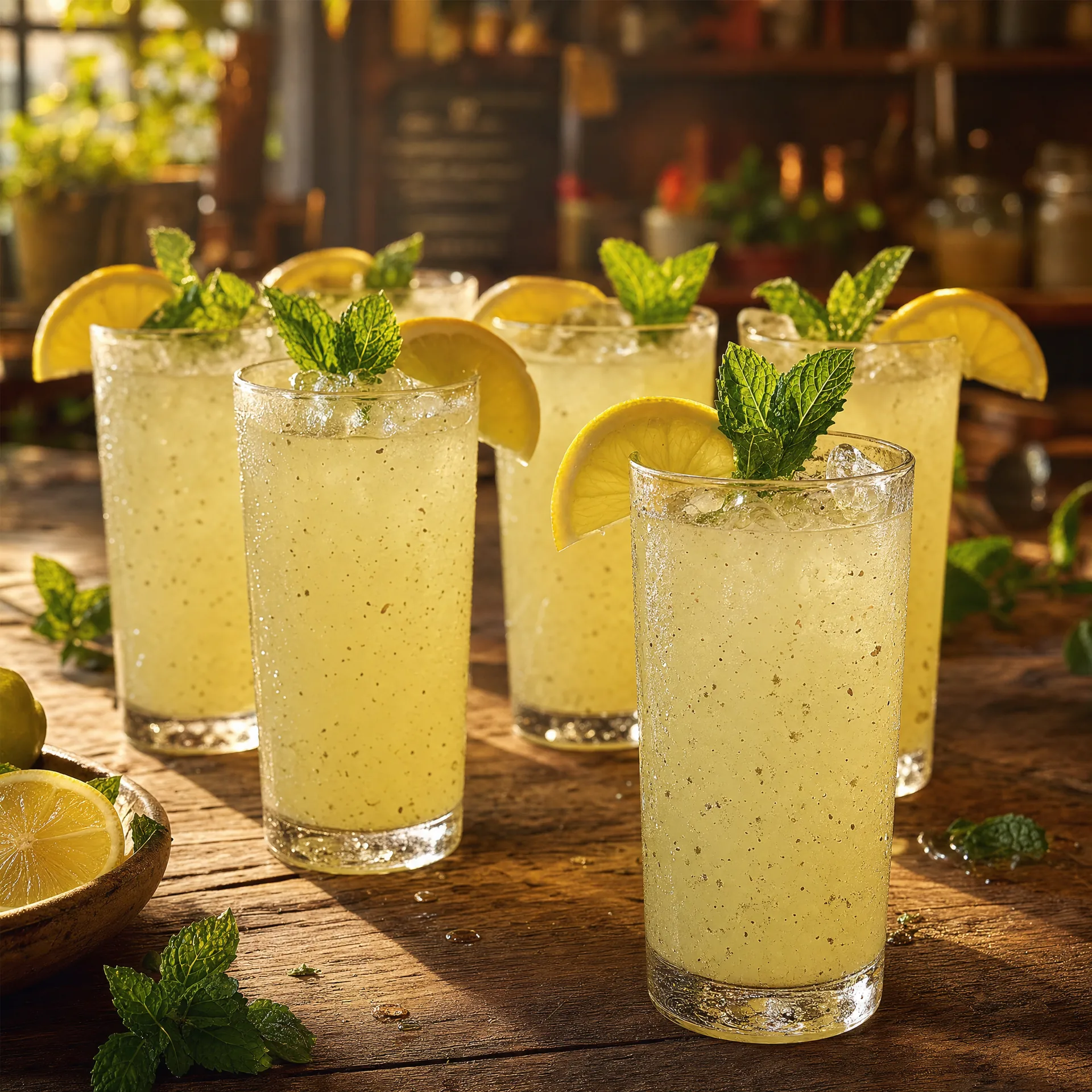 Indian lemonade with fresh mint at 7 Monks Cafe