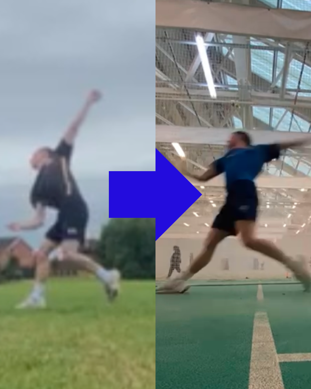 Joe's bowling action before and after Speed Forge