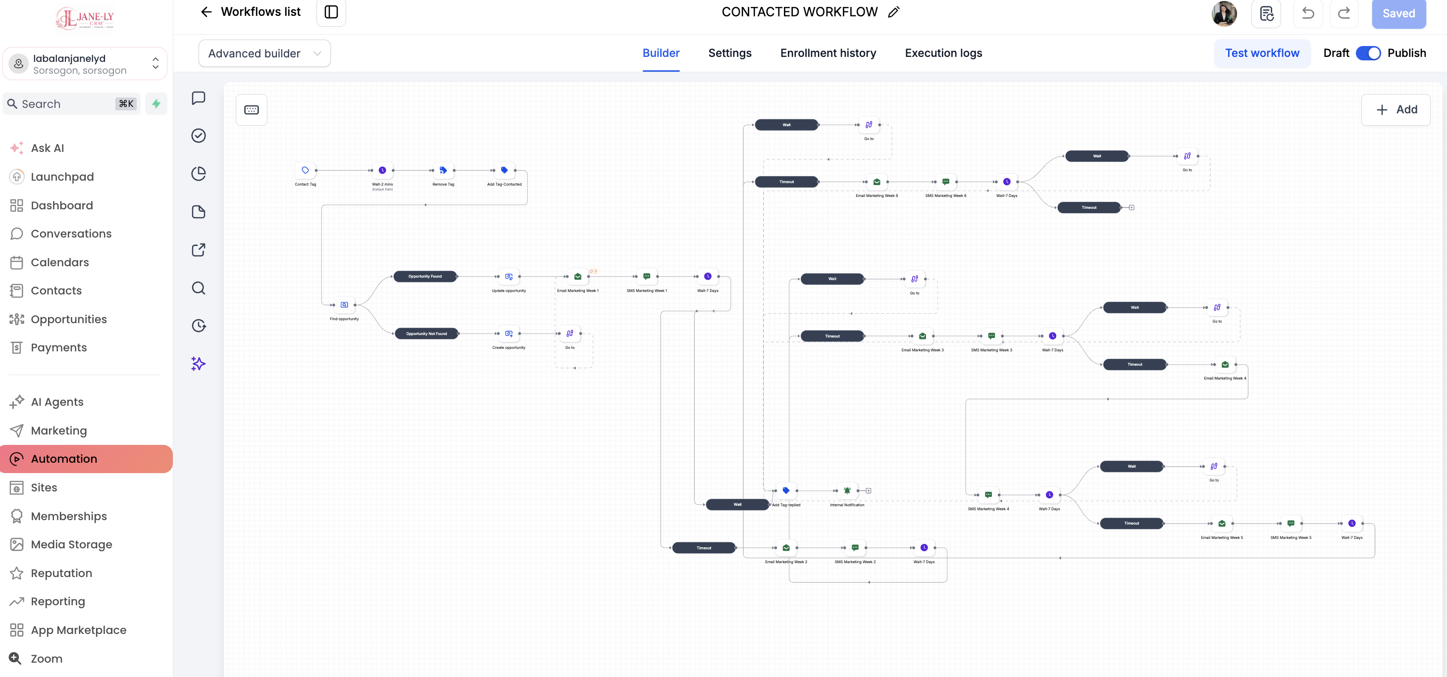 GHL workflow sample