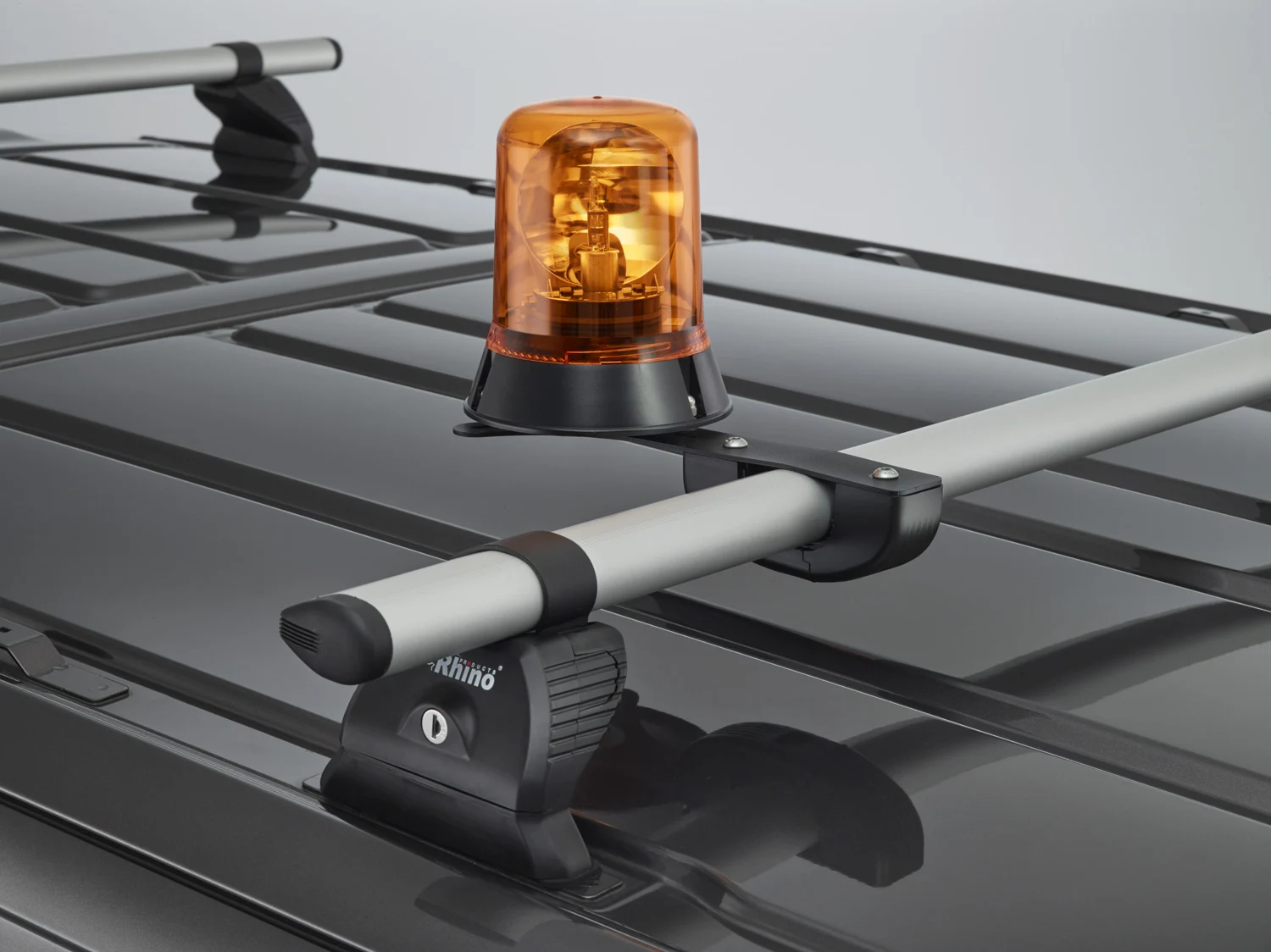 Amber beacon light fitted to a commercial vehicle