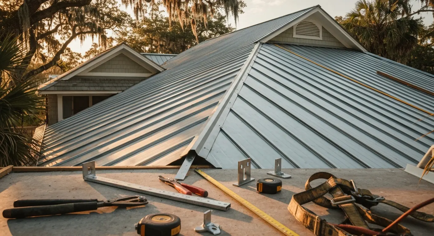 Metal roof installation