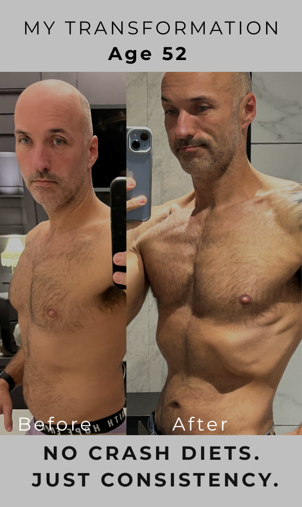 Coach's own before and after transformation at age 52