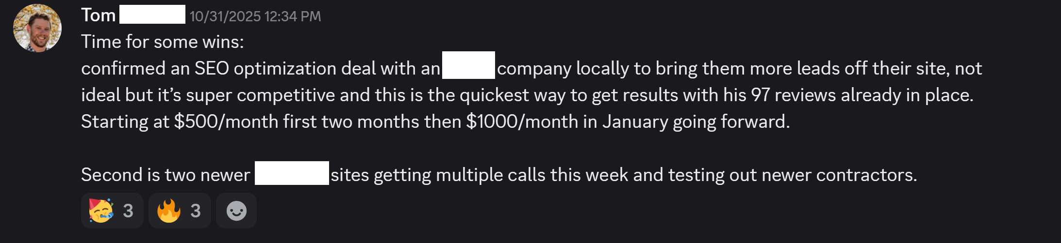 Client testimonial