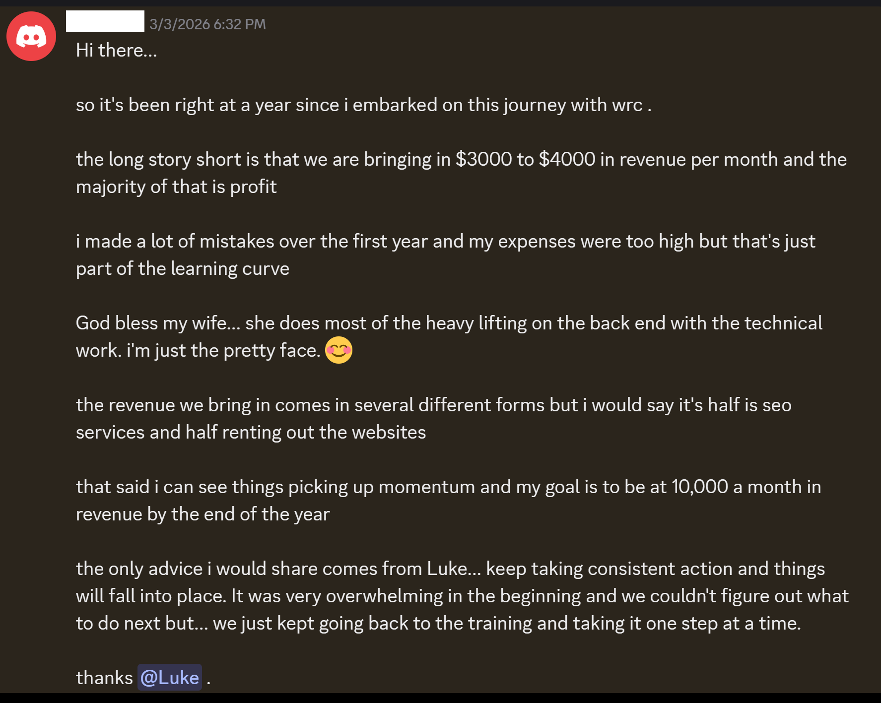 Client testimonial