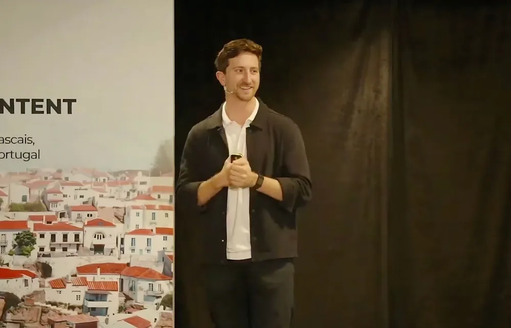 Stefano Pretto presenting on stage