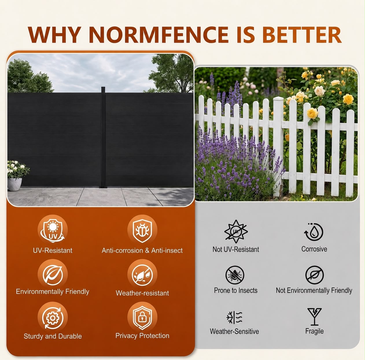 Normfence WPC composite fence modern privacy view