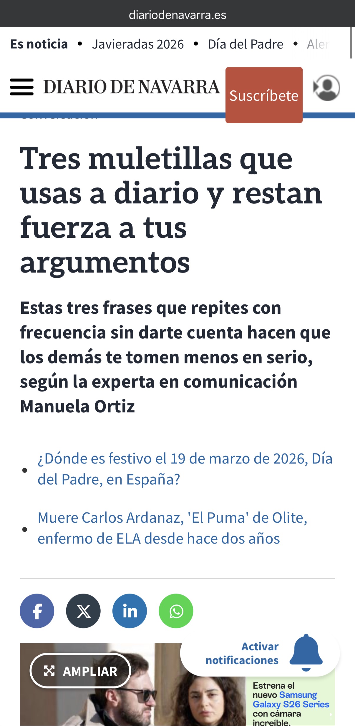 Aparición en prensa