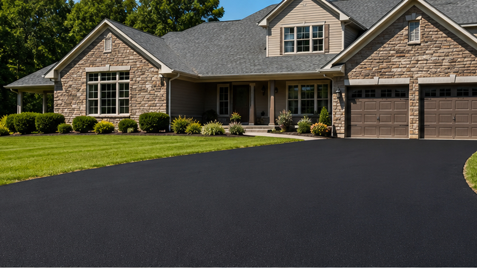 A beautiful new asphalt driveway at a Tri-Cities home