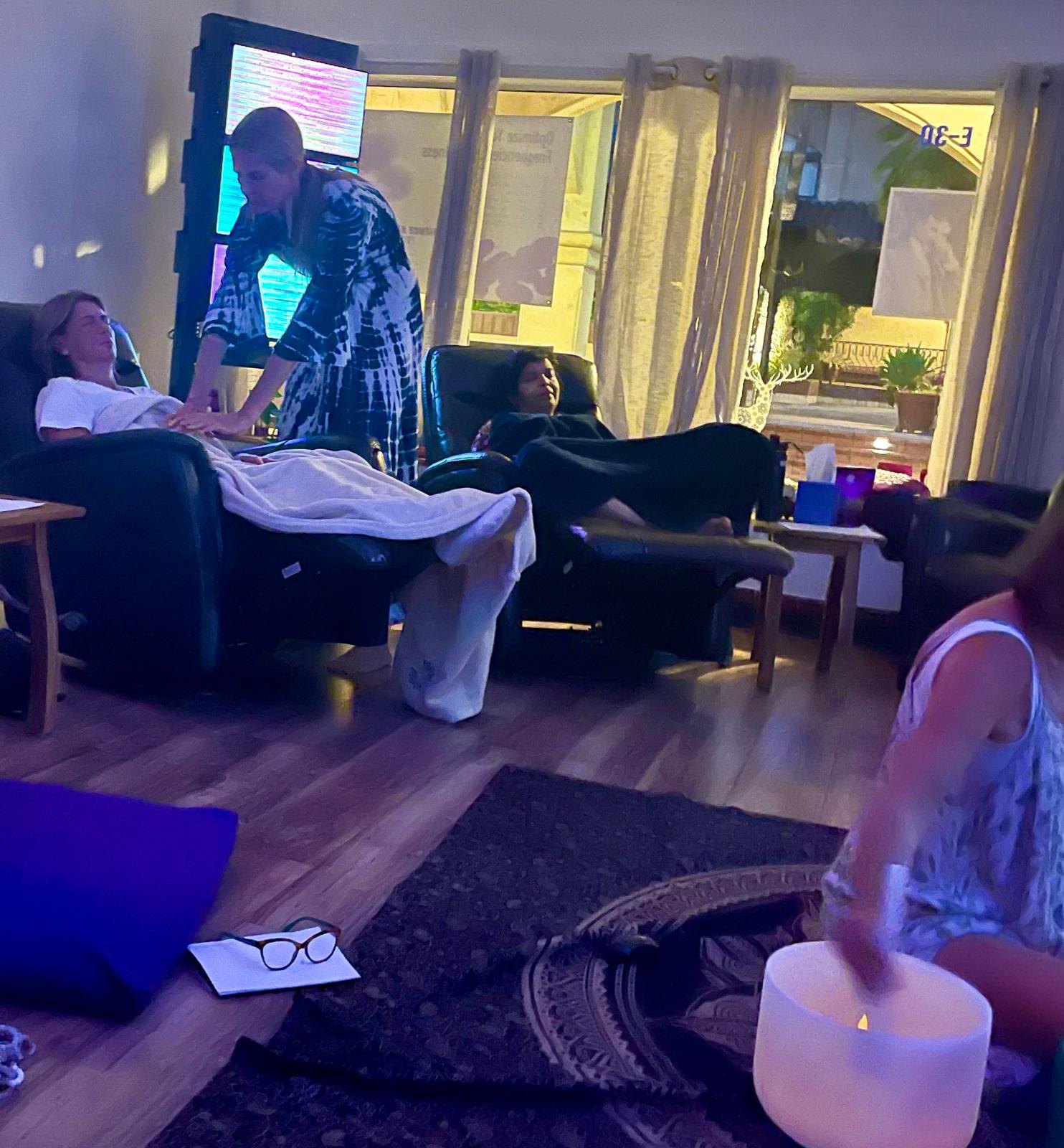 Guests in deep relaxation during the circle