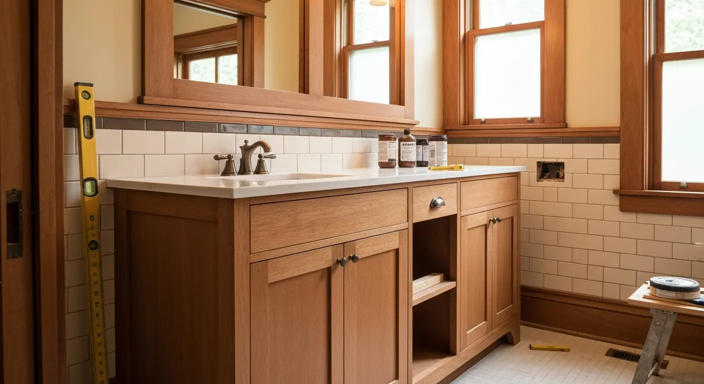 Custom bathroom vanity installation