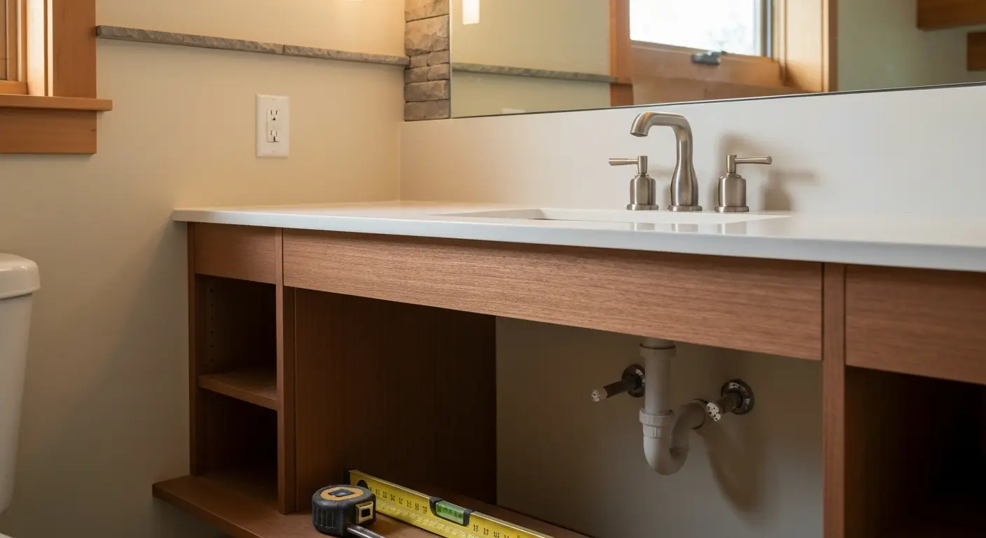 Custom bathroom vanity installation