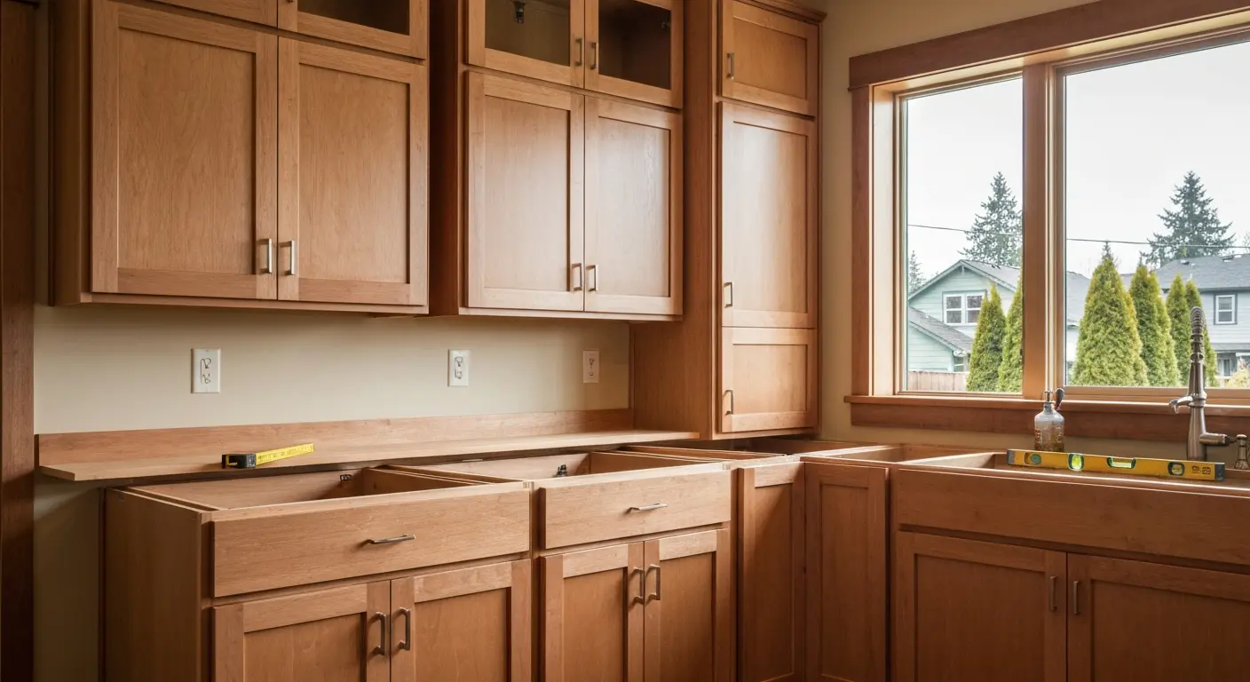 Custom kitchen cabinet installation