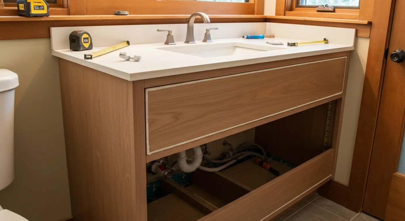 Custom bathroom vanity installation