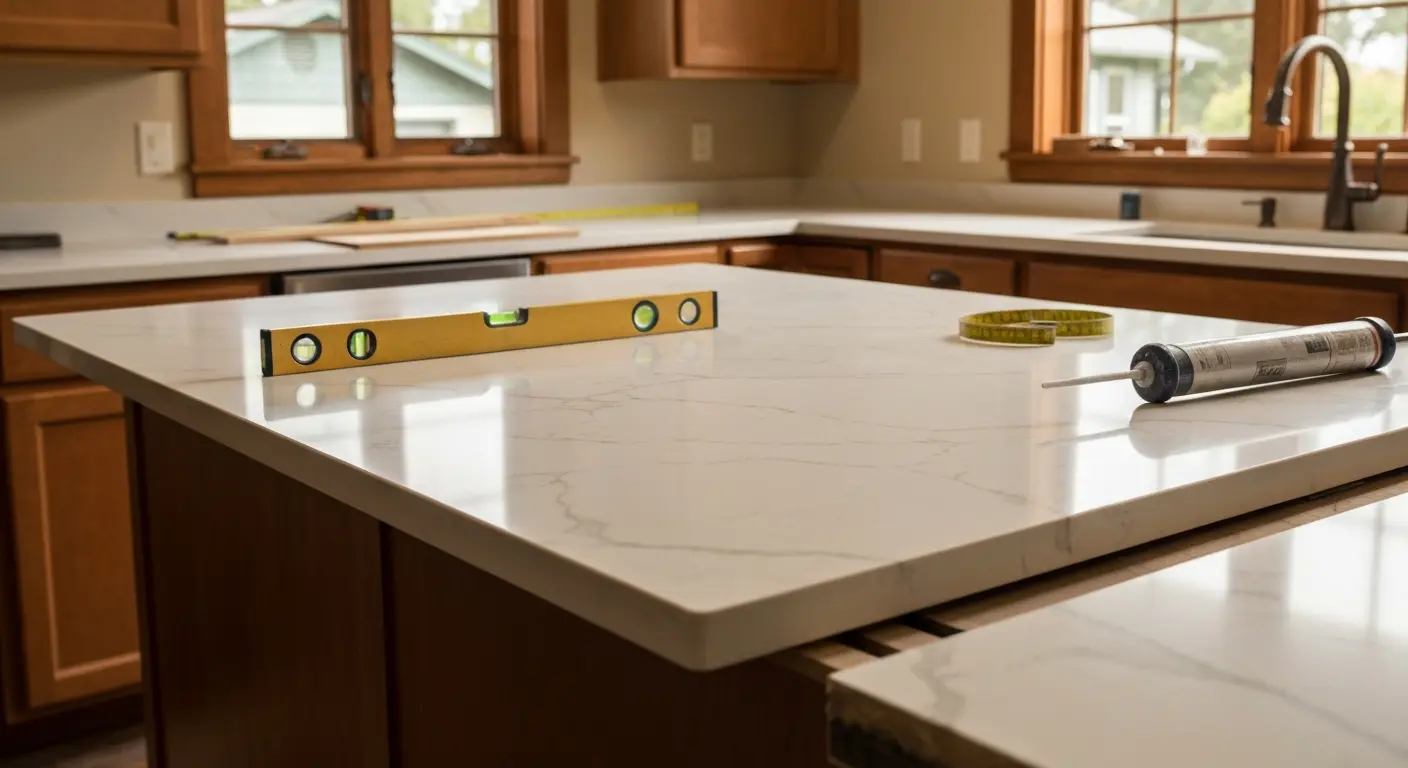 Quartz countertop installation