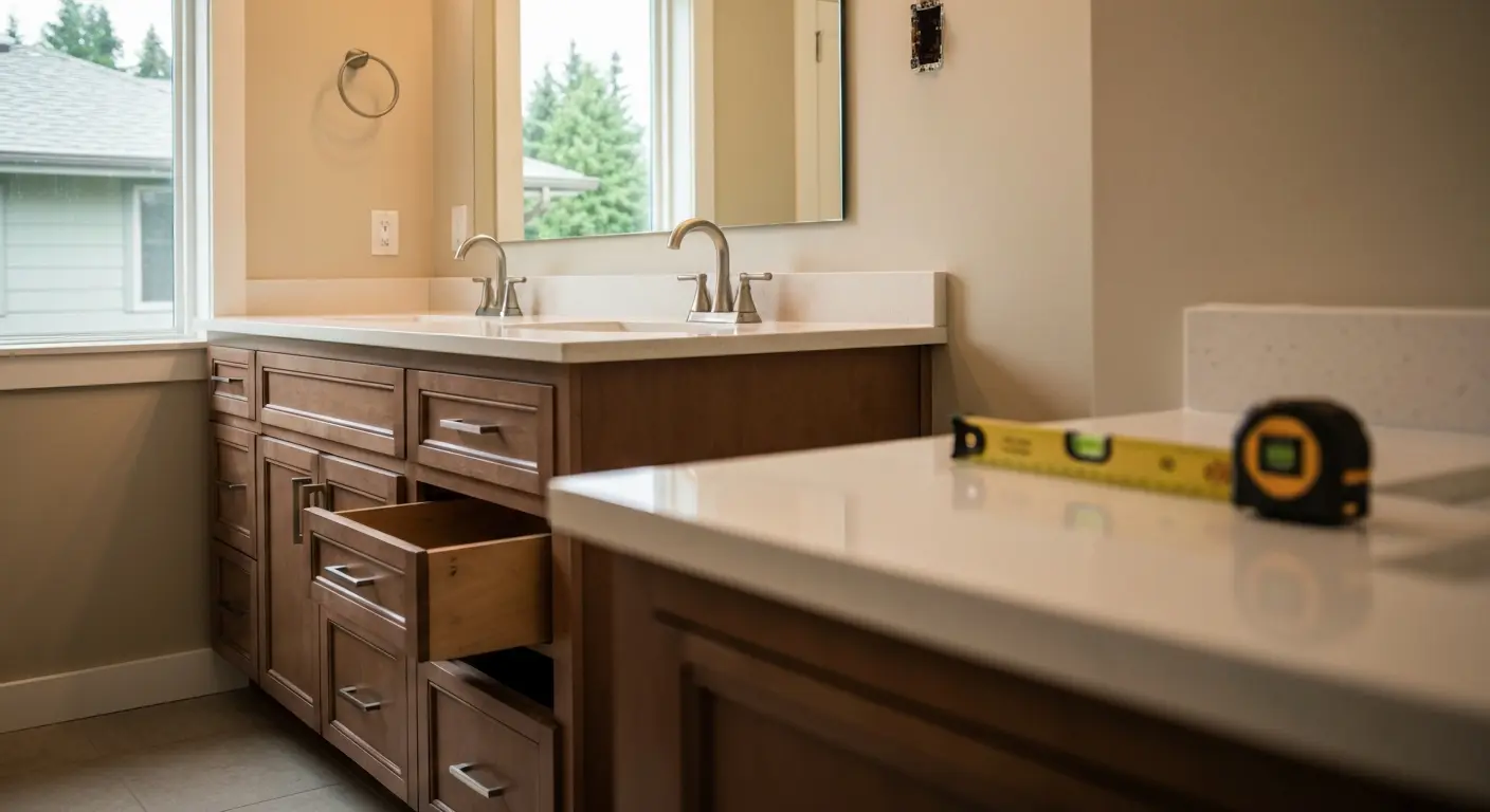 Custom bathroom vanity installation
