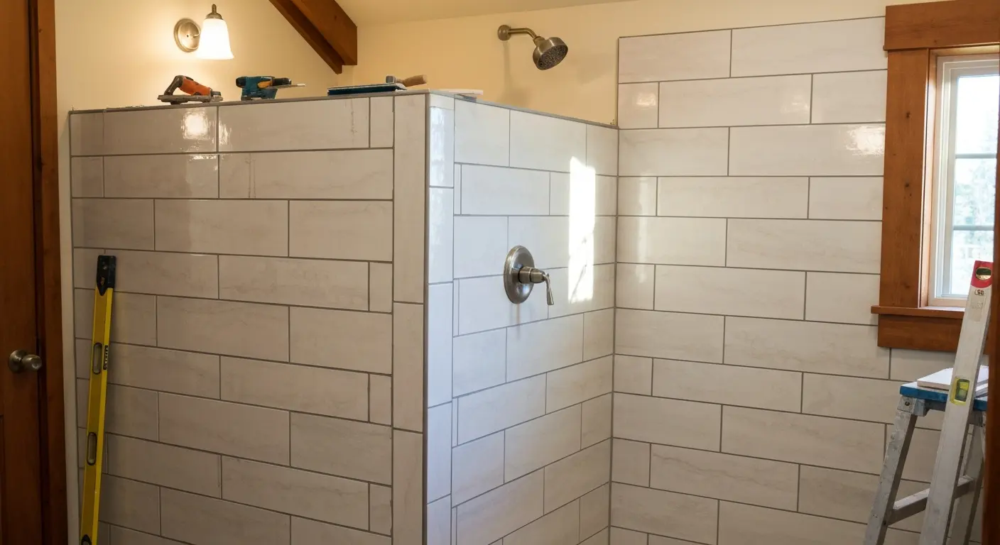Tile shower installation in West Linn bathroom