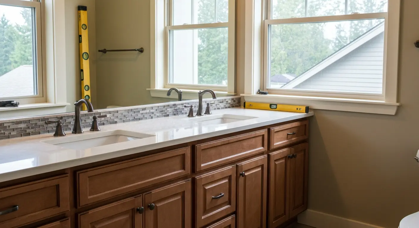Custom bathroom vanity installation