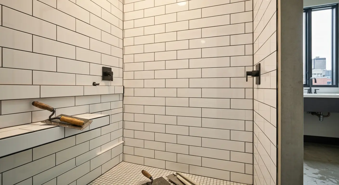 Professional tile shower installation