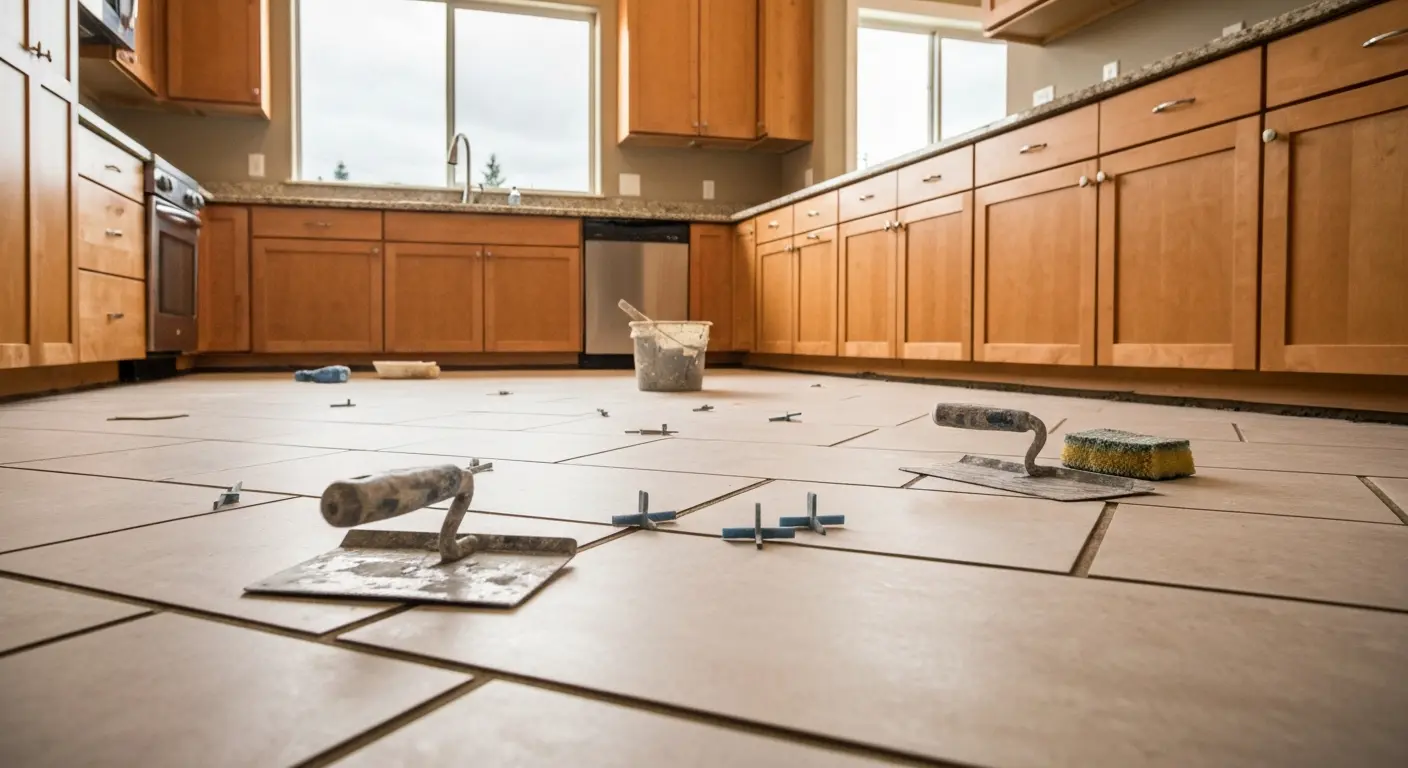 Ceramic tile flooring installation