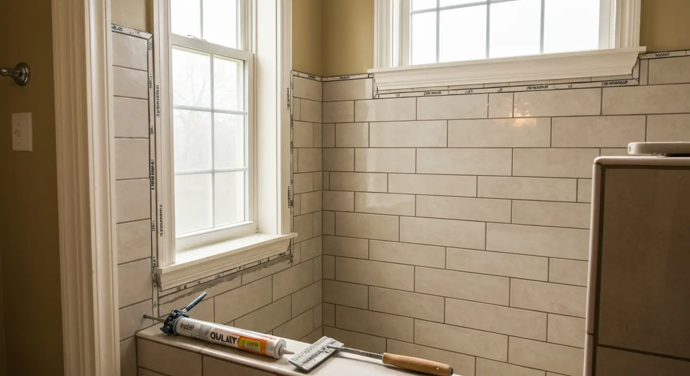 Tile work in shower