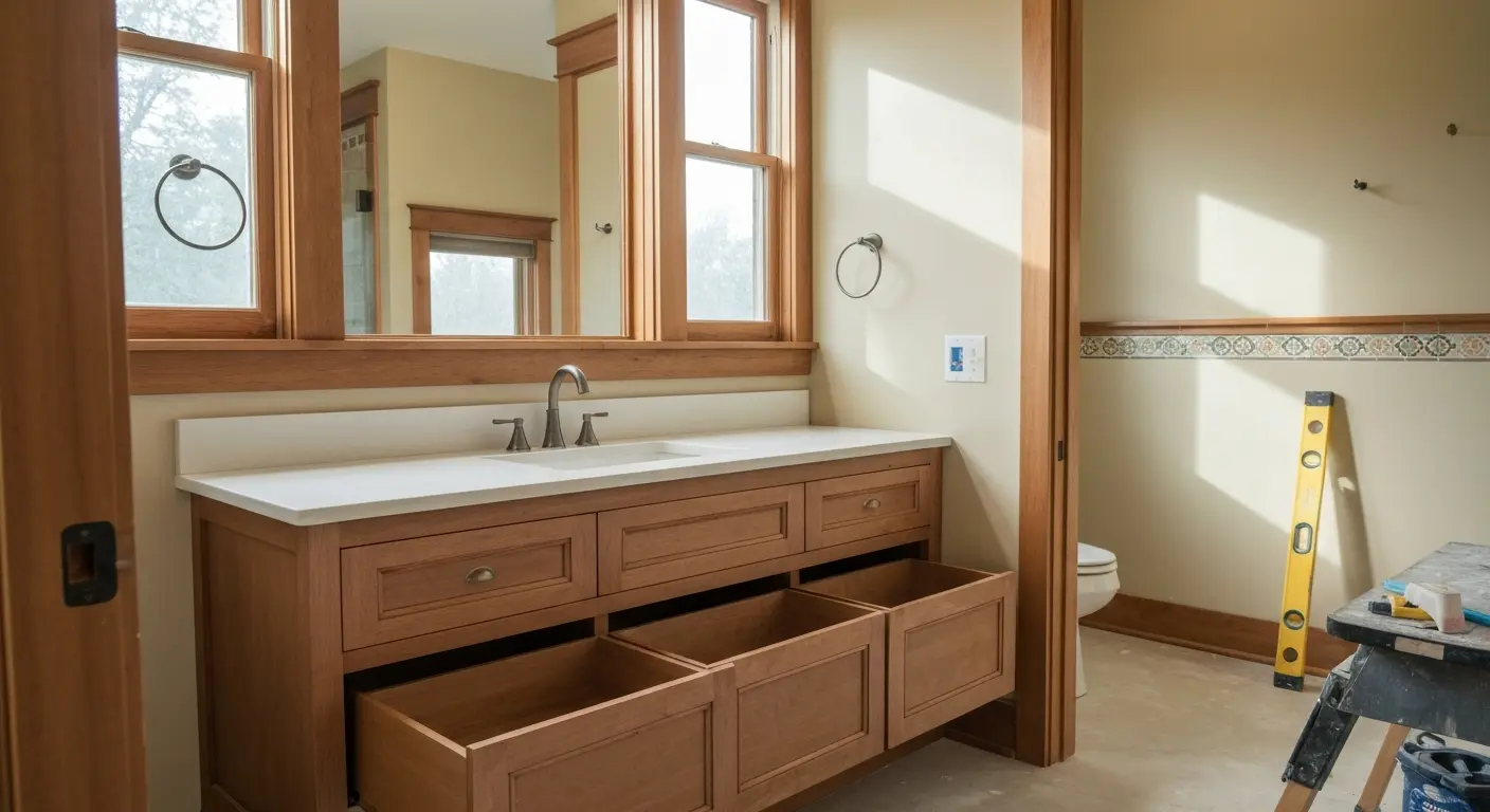 Custom bathroom vanity installation