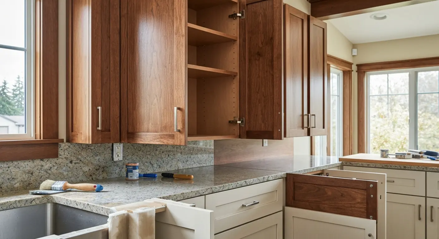 Cabinet staining and specialty finishes