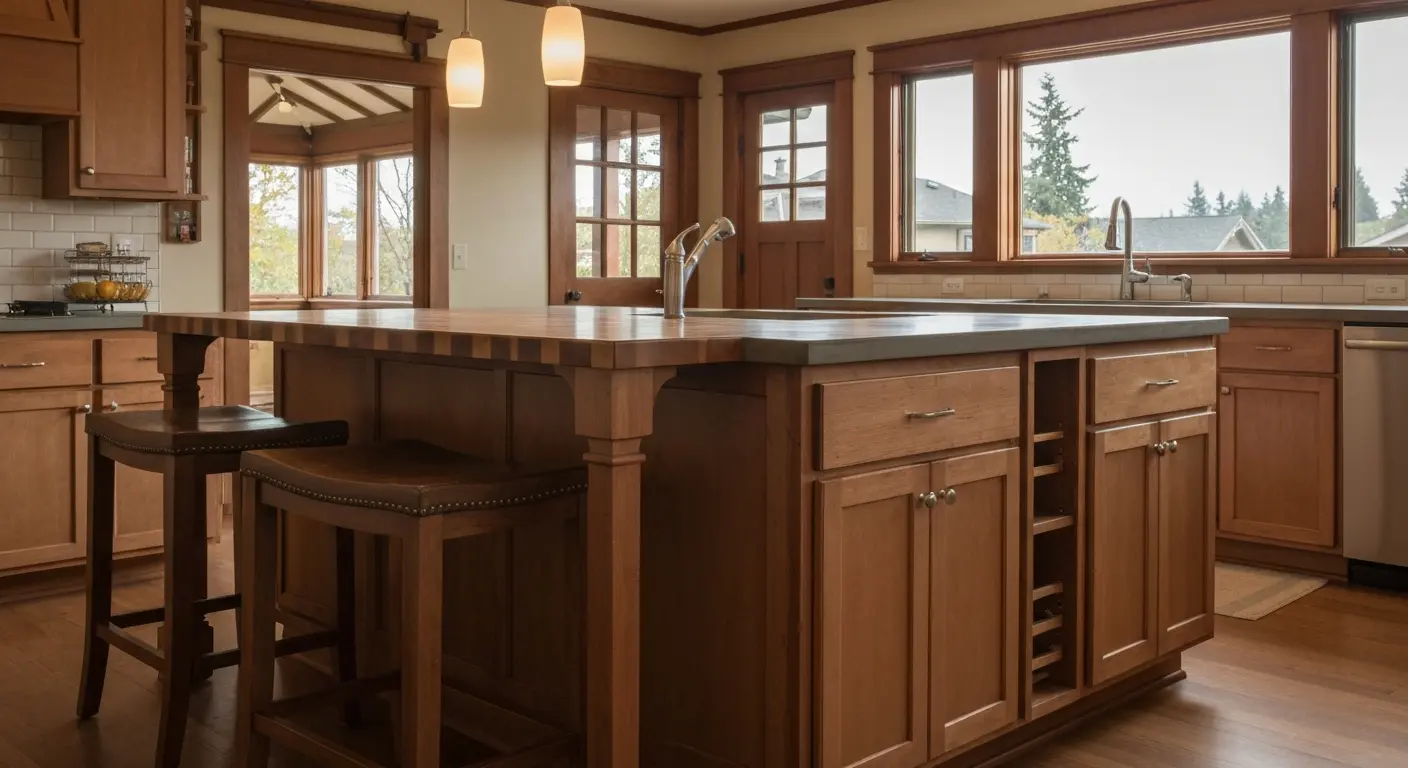 Kitchen island with seating and storage