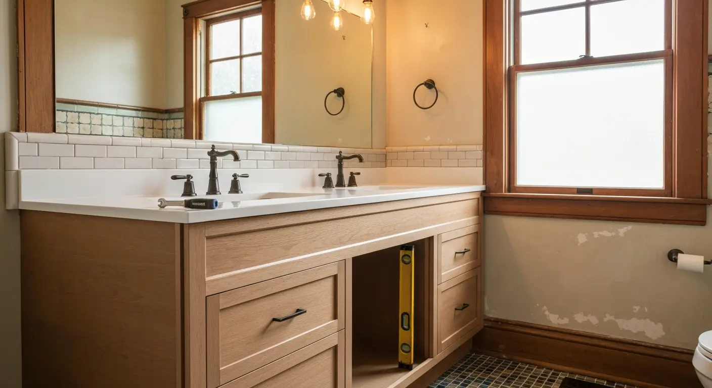 Custom bathroom vanity installation