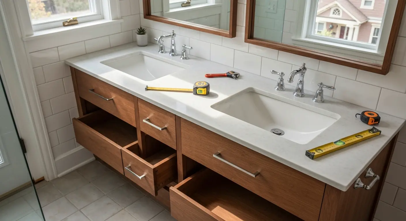 Custom bathroom vanity installation
