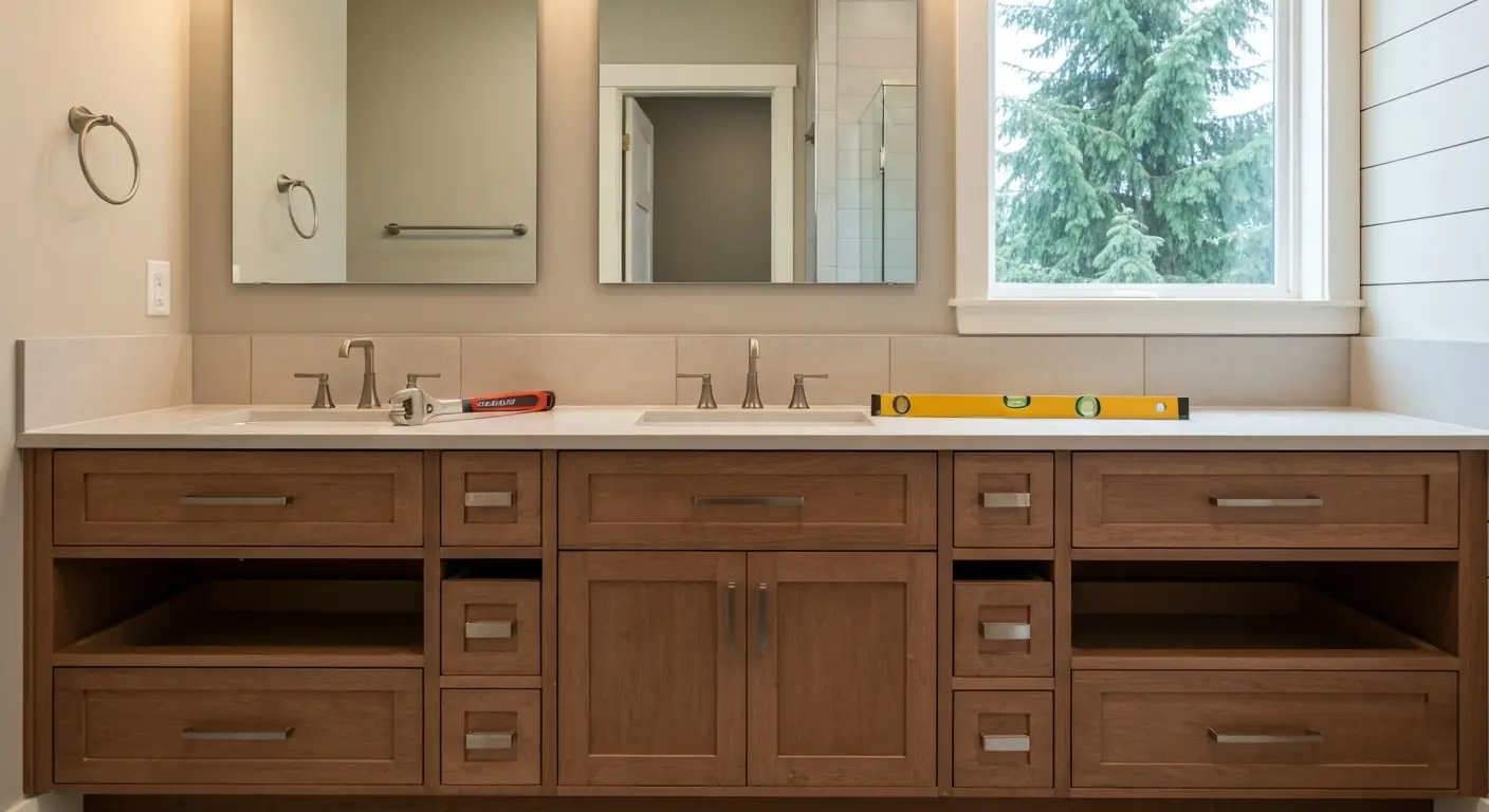 Custom bathroom vanity installation