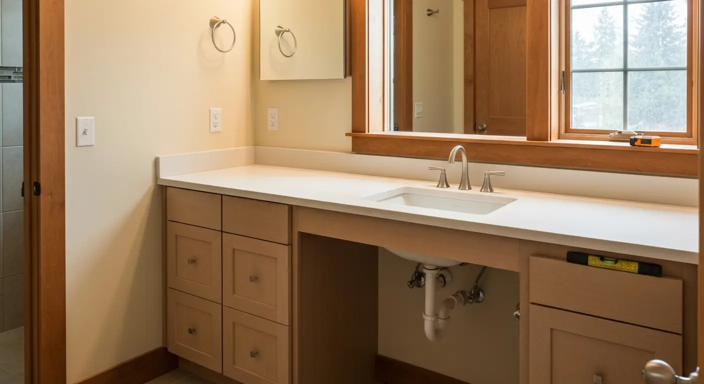 Custom bathroom vanity installation