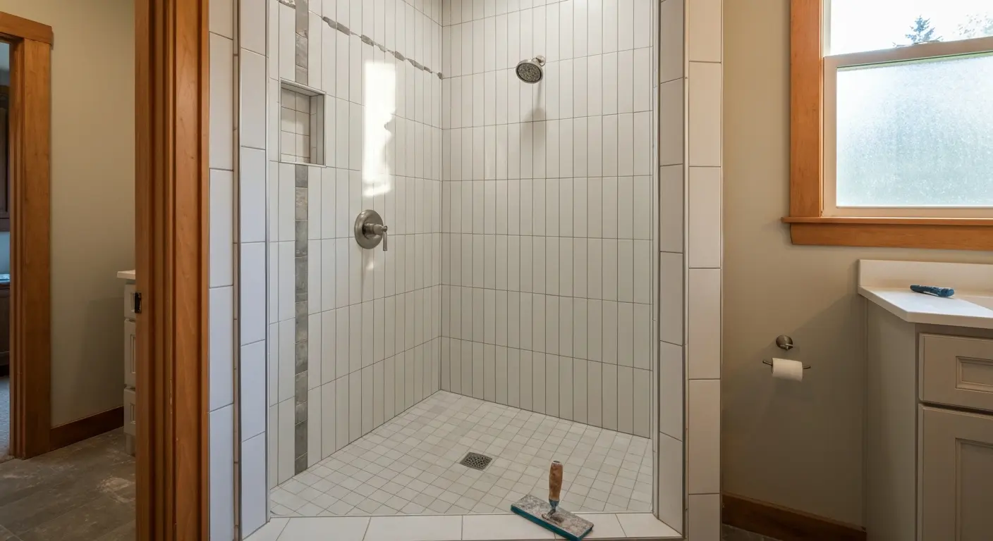 Professional tile shower installation