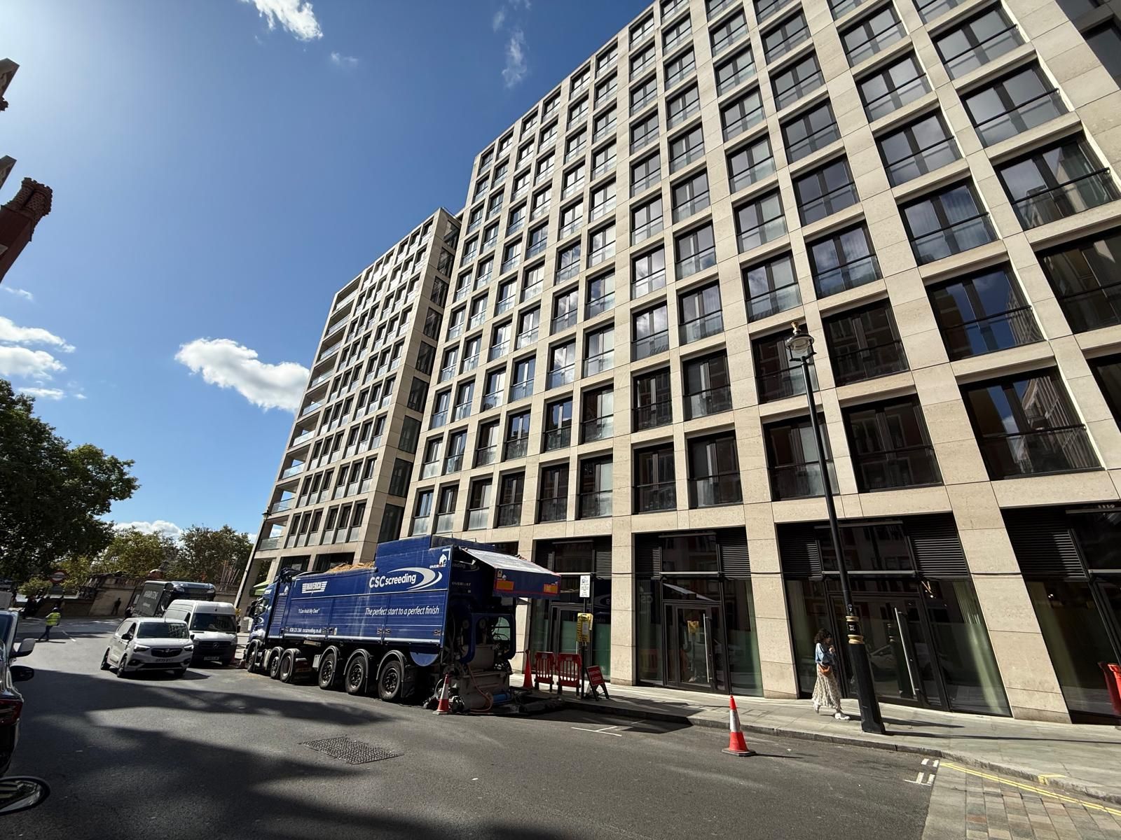 The Maverick parked on the street outside the Arundel Great Court residential tower