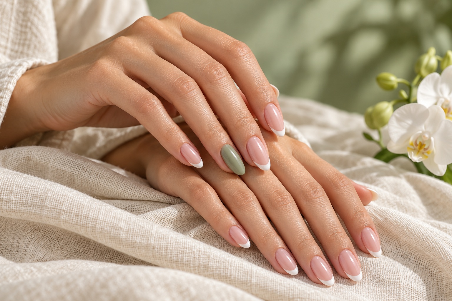 Blush French manicure