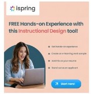 iSpring sponsored post promoting a free instructional design tool on Teacher Transition social media
