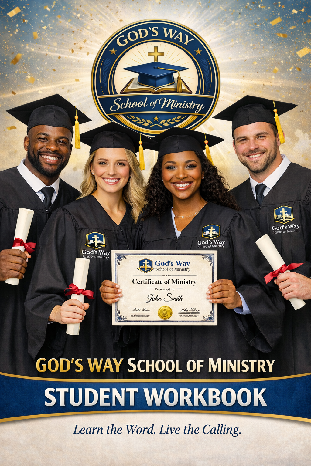God's Way School of Ministry graduates holding certificates of ministry
