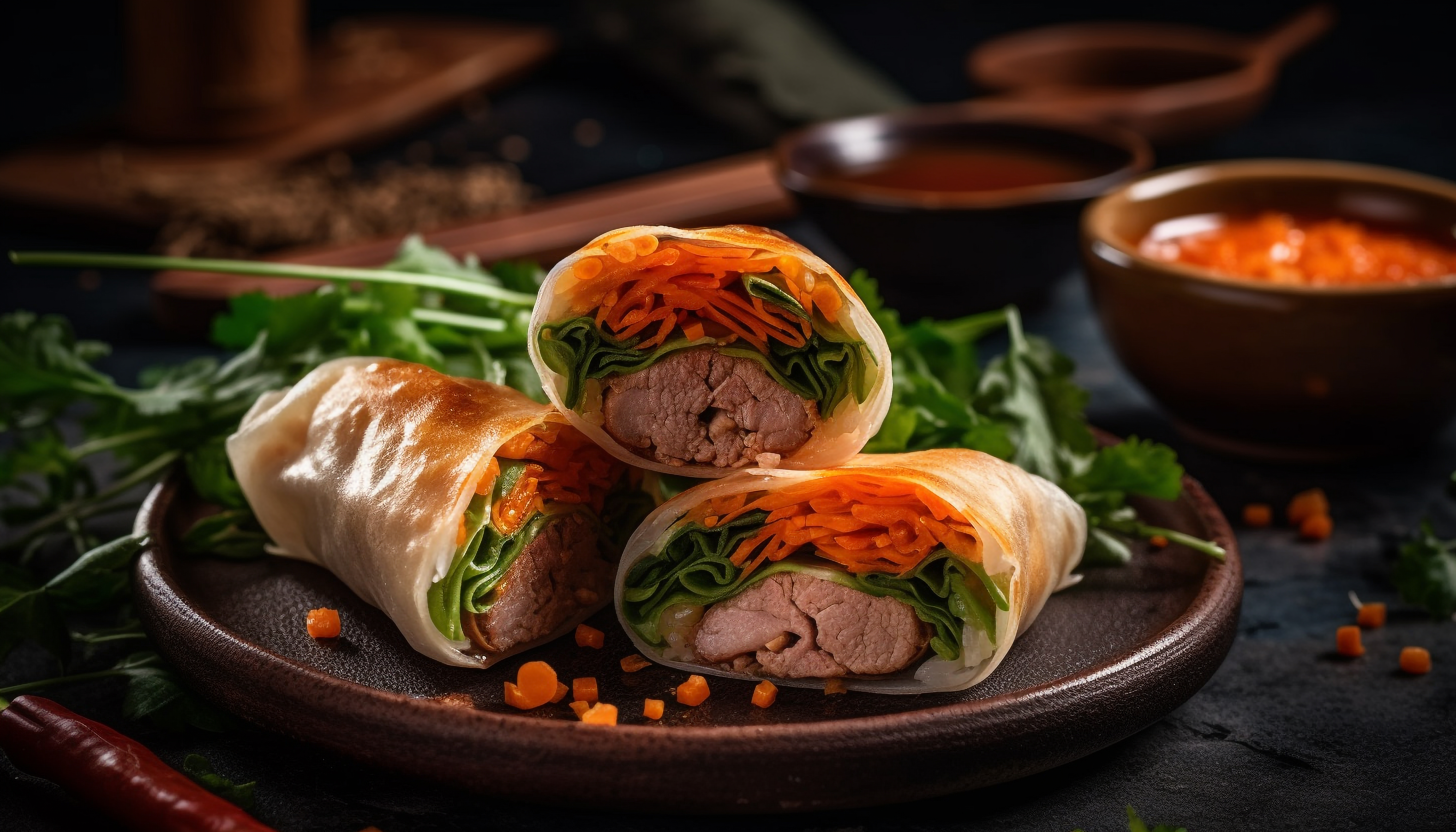 Grilled Beef Rice Paper Roll