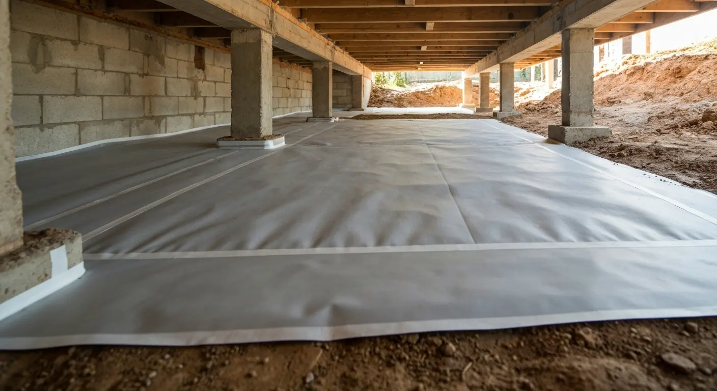 Vapor barrier installation in crawlspace