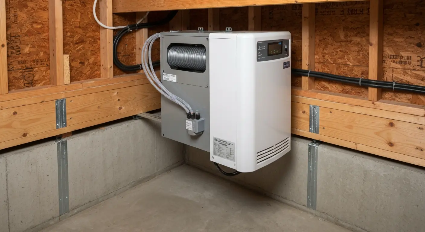 Dehumidifier installation in crawlspace