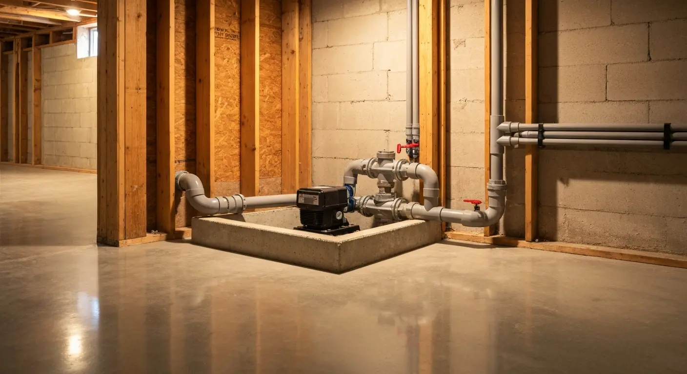 Sump pump and drainage system installation