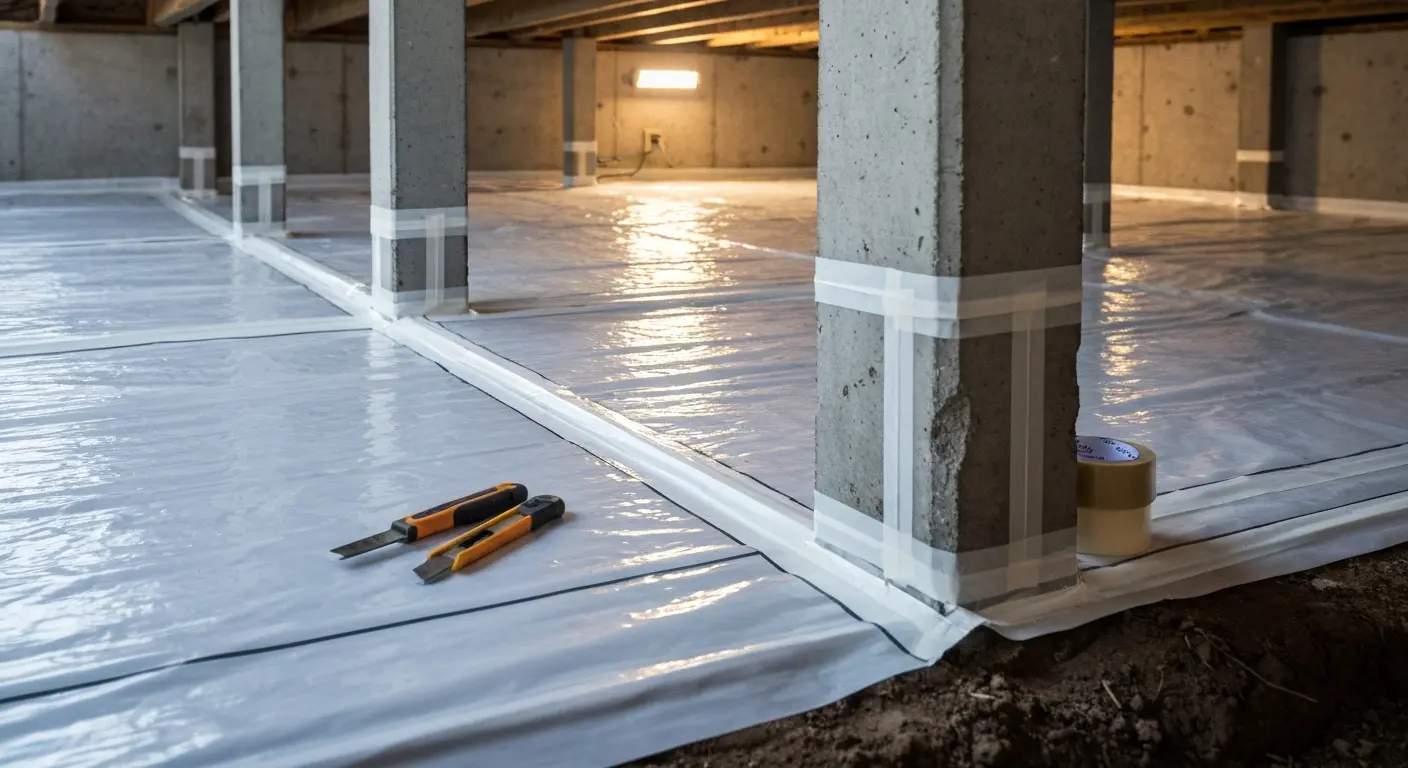 Vapor barrier installation work