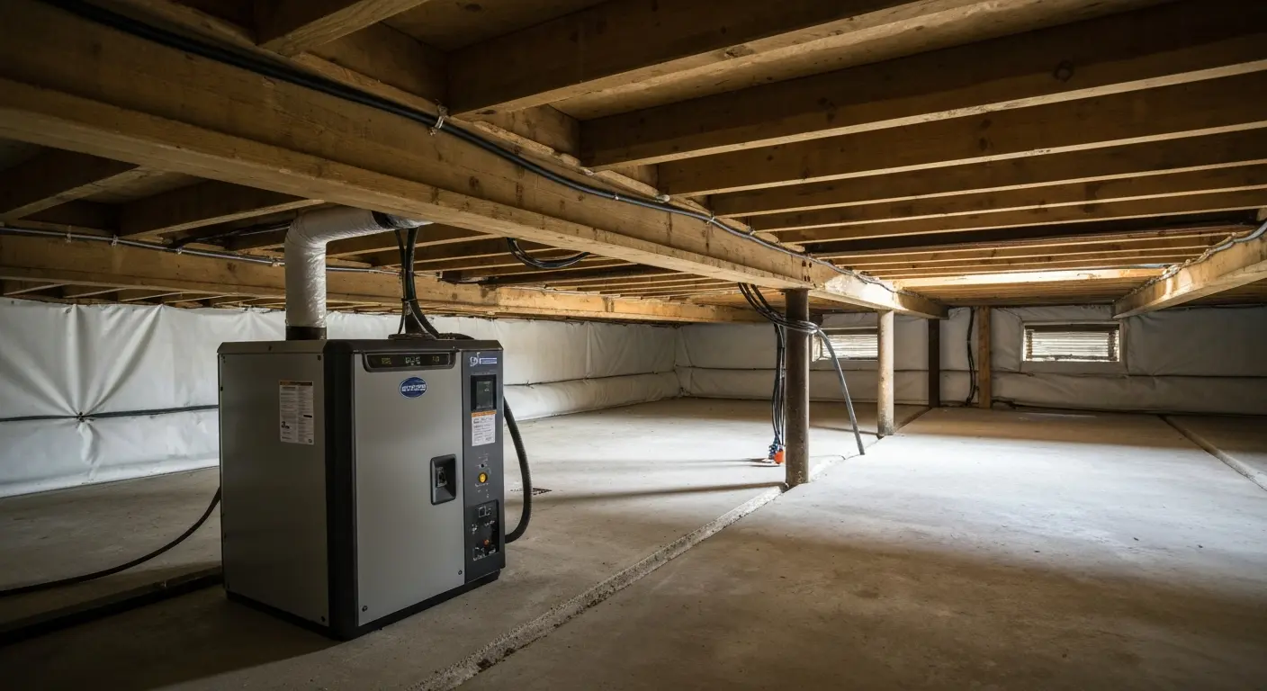 Crawlspace dehumidifier installation