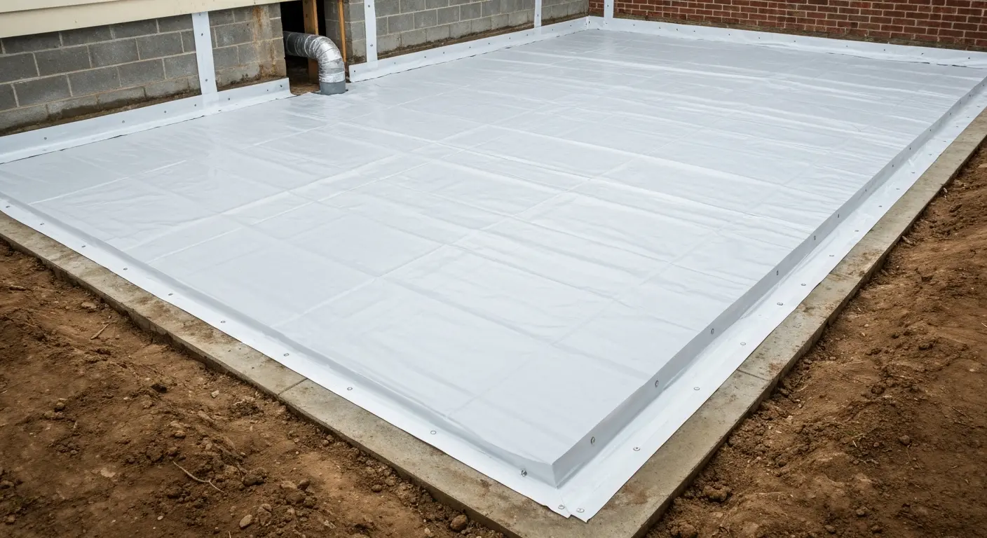 Crawlspace encapsulation vapor barrier