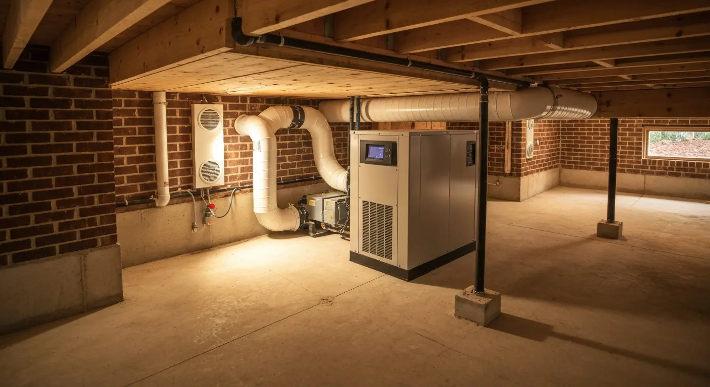 Crawlspace dehumidifier installation