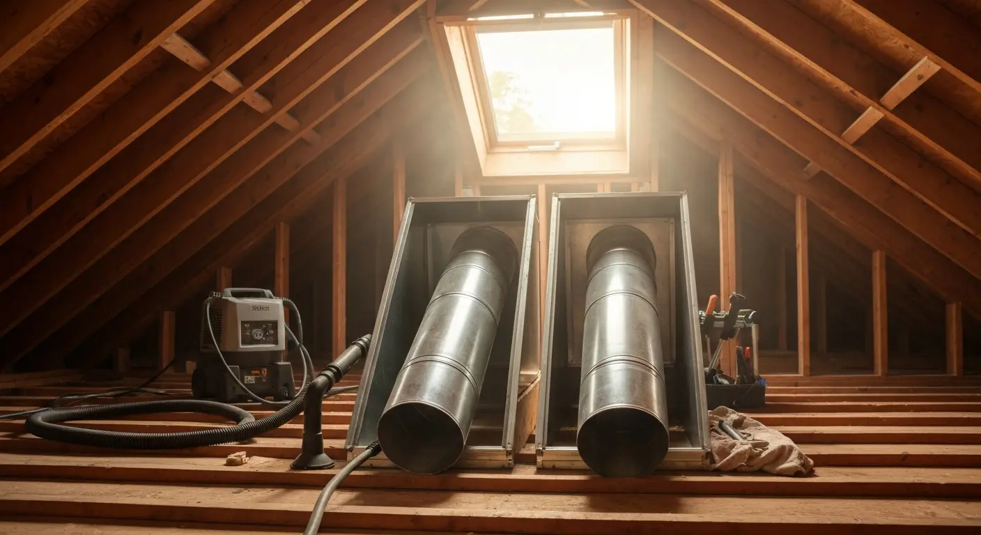 Air duct cleaning equipment in action