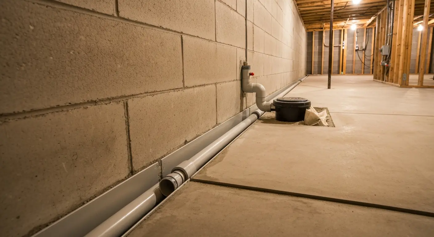 Interior basement drainage system