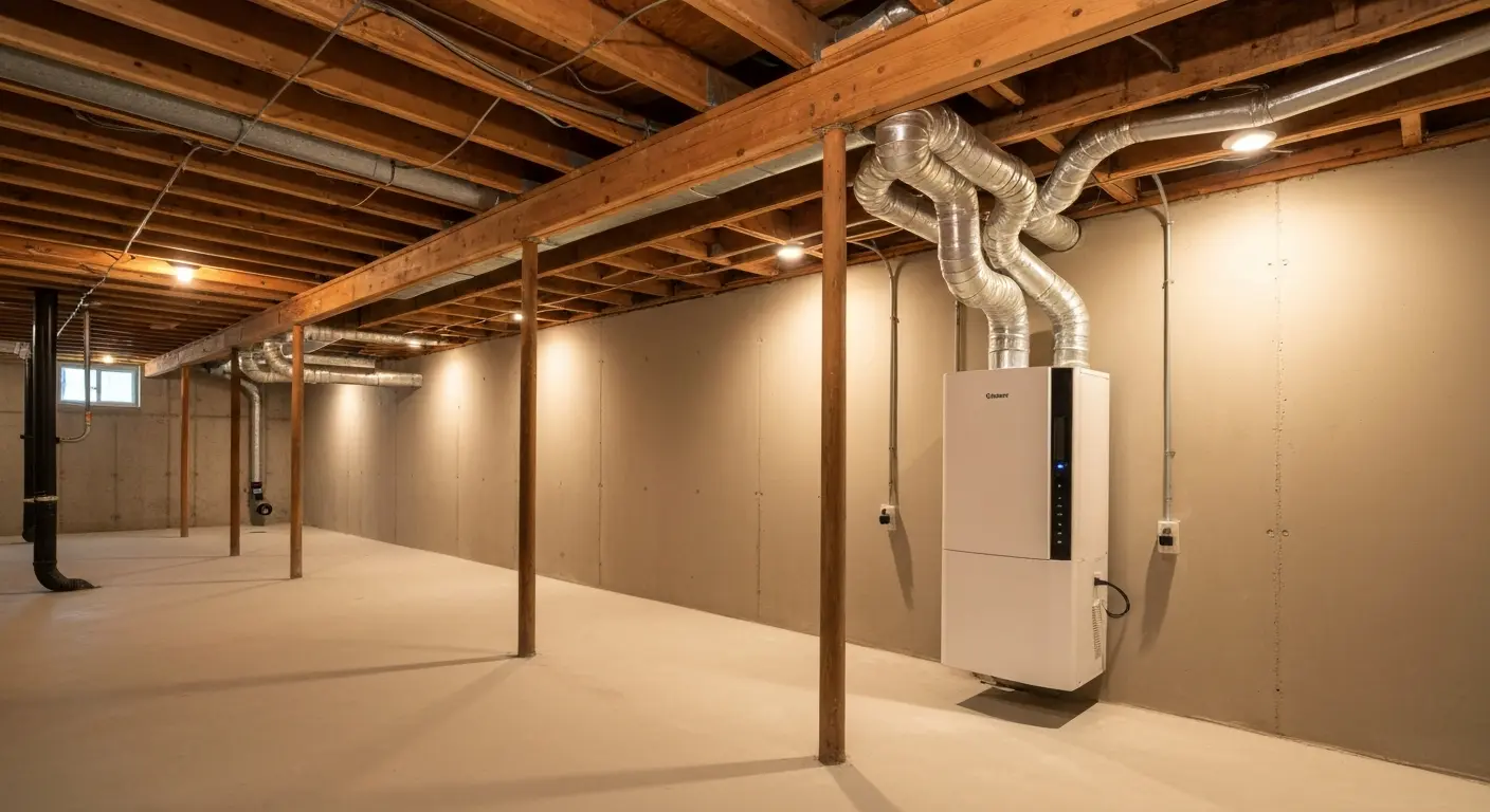 Dehumidifier installation in basement