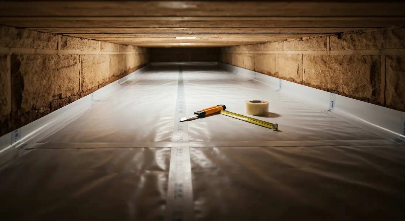 Crawlspace vapor barrier installation